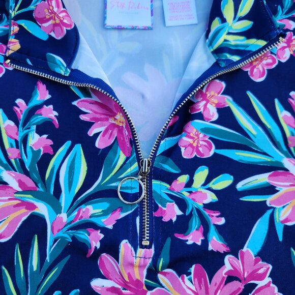 Stella Parker Women Shirt Blue Mock Neck Sun Swim UPF50 Long Sleeve Size Small - Picture 4 of 10